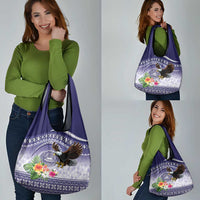 American Samoa Bald Eagle Grocery Bag Polynesian Tropical Flowers