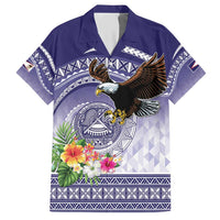 American Samoa Bald Eagle Hawaiian Shirt Polynesian Tropical Flowers