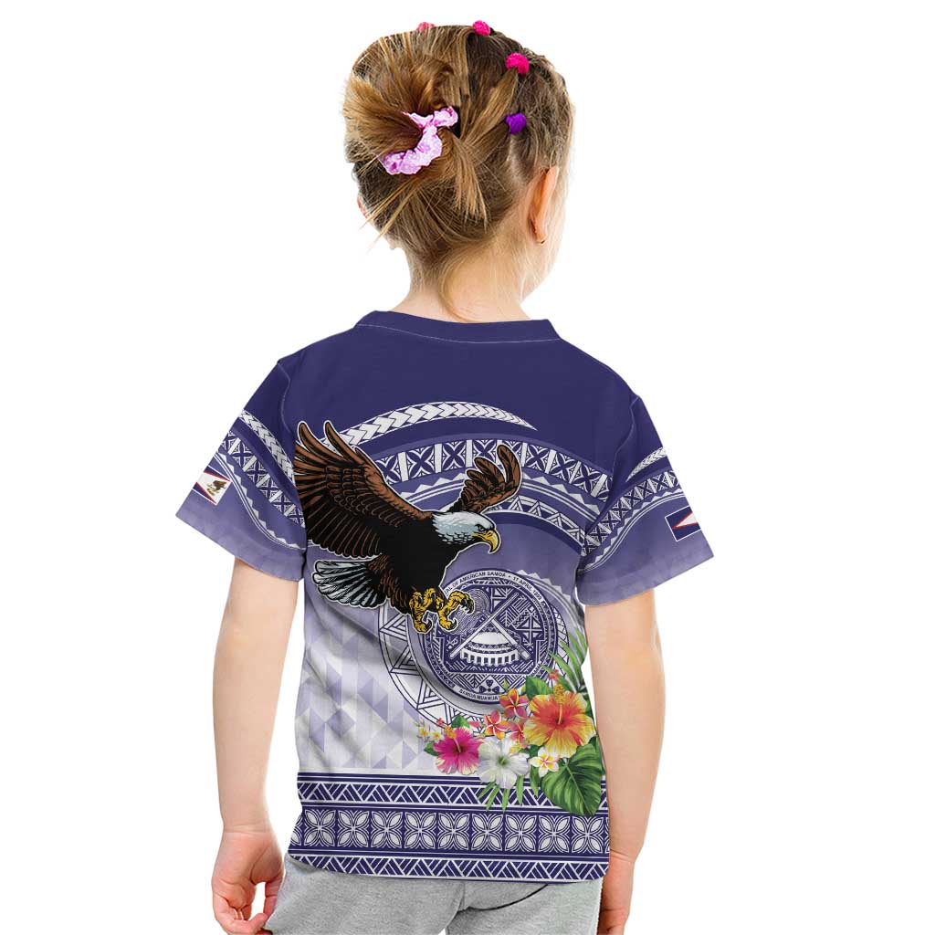 American Samoa Bald Eagle Kid T Shirt Polynesian Tropical Flowers