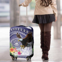 American Samoa Bald Eagle Luggage Cover Polynesian Tropical Flowers