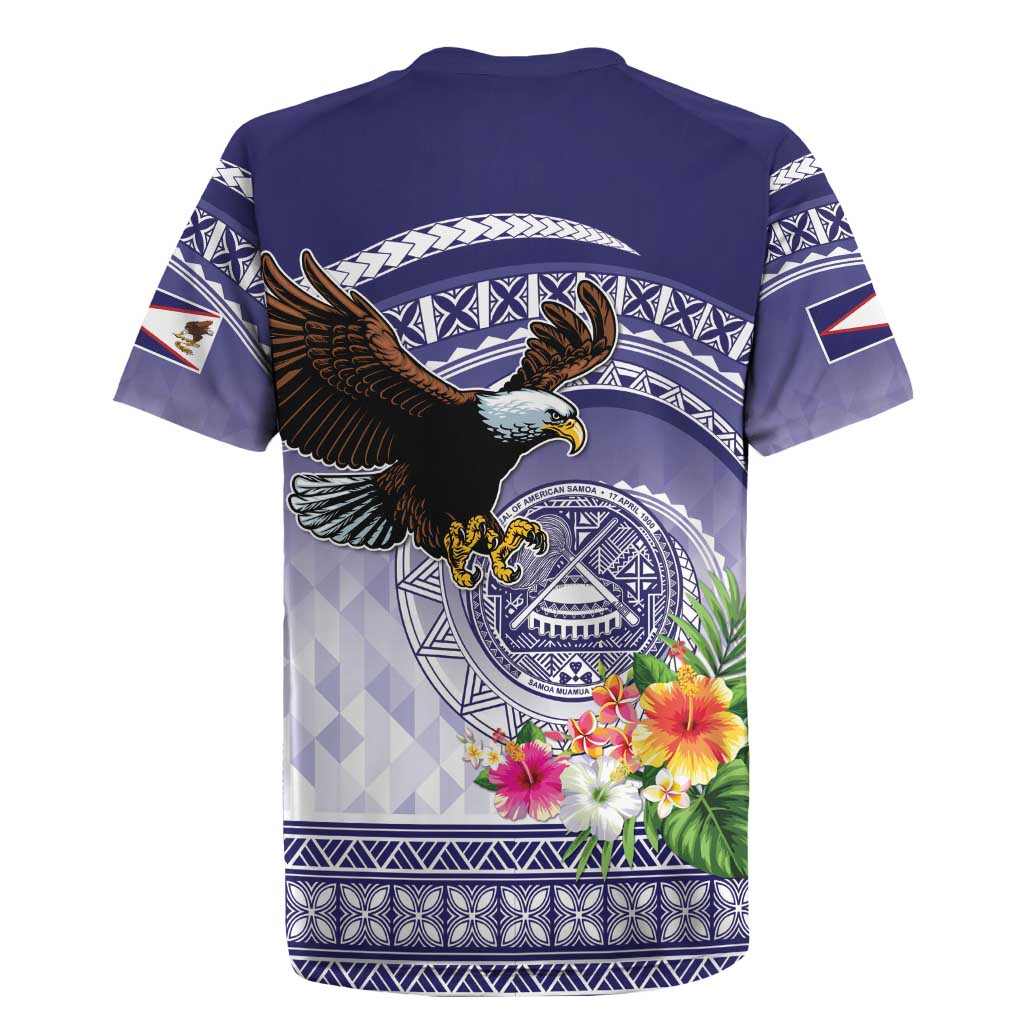 American Samoa Bald Eagle Rugby Jersey Polynesian Tropical Flowers LT9 - Polynesian Pride