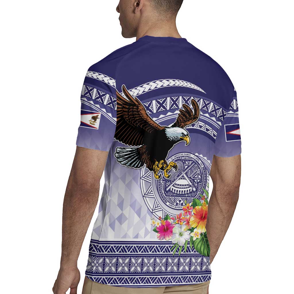 American Samoa Bald Eagle Rugby Jersey Polynesian Tropical Flowers LT9 - Polynesian Pride