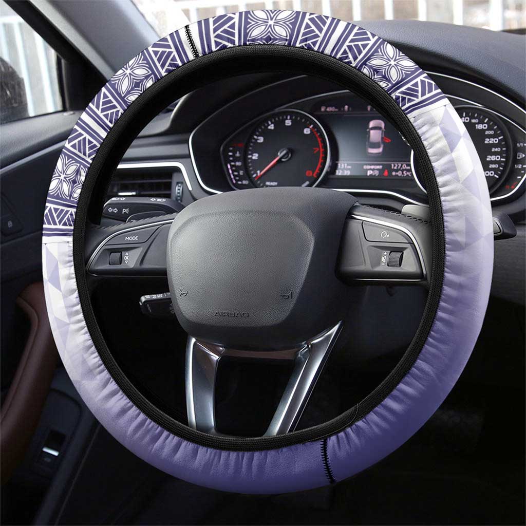 American Samoa Bald Eagle Steering Wheel Cover Polynesian Tropical Flowers