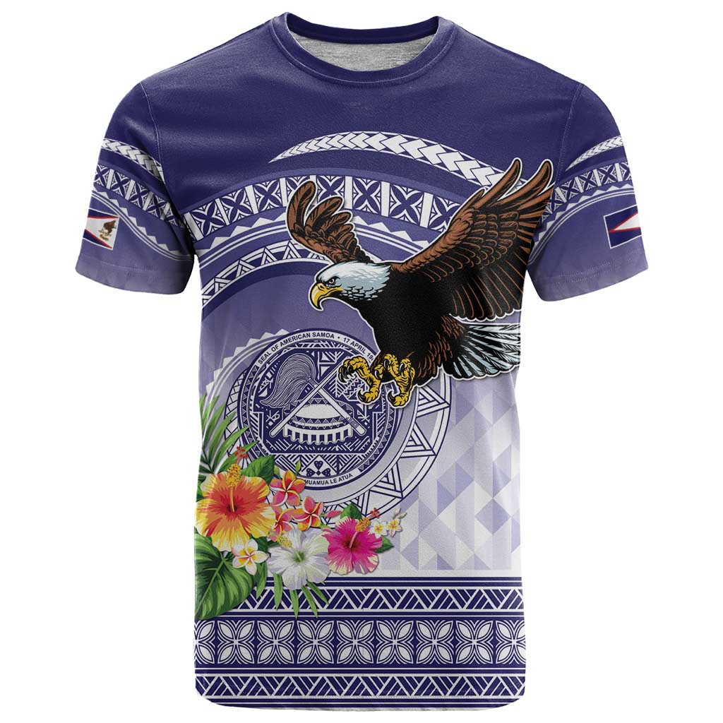 American Samoa Bald Eagle T Shirt Polynesian Tropical Flowers