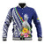 New Caledonia Kagu Bird Baseball Jacket Polynesian Tropical Flowers