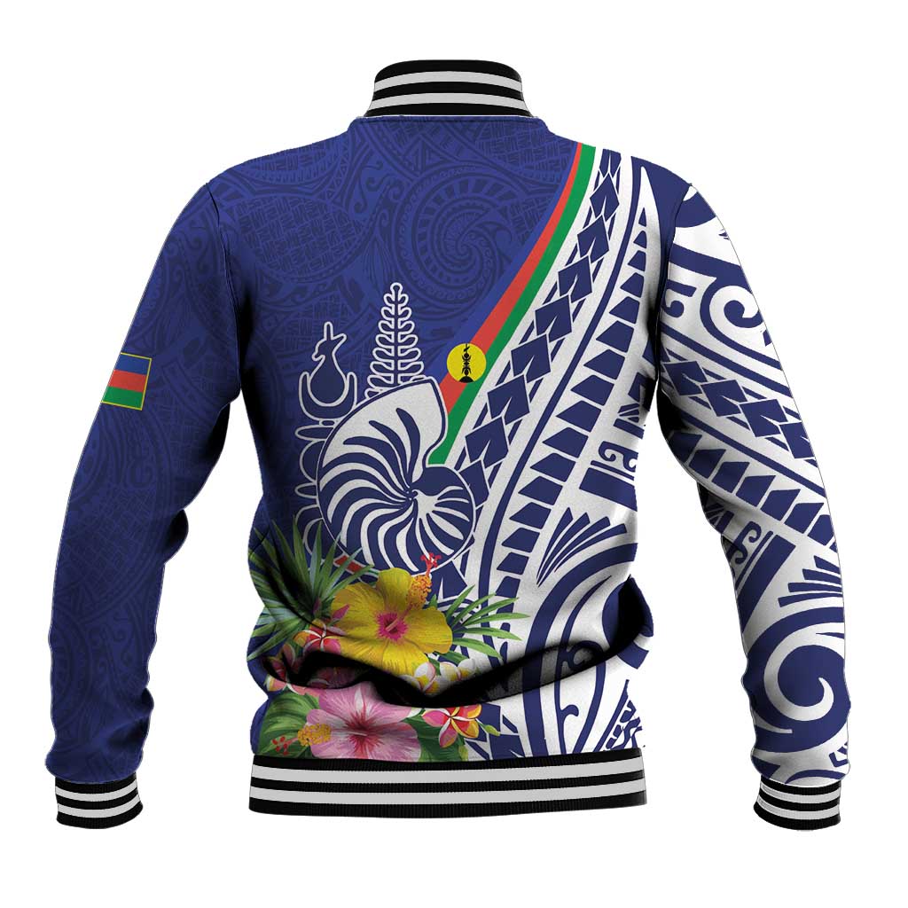 New Caledonia Kagu Bird Baseball Jacket Polynesian Tropical Flowers LT9 - Polynesian Pride