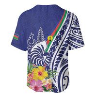 New Caledonia Kagu Bird Baseball Jersey Polynesian Tropical Flowers LT9 - Polynesian Pride