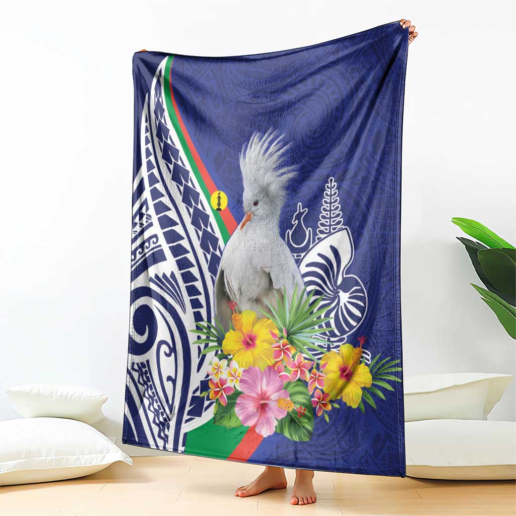 New Caledonia Kagu Bird Blanket Polynesian Tropical Flowers LT9 - Polynesian Pride