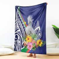 New Caledonia Kagu Bird Blanket Polynesian Tropical Flowers LT9 - Polynesian Pride