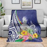 New Caledonia Kagu Bird Blanket Polynesian Tropical Flowers LT9 - Polynesian Pride