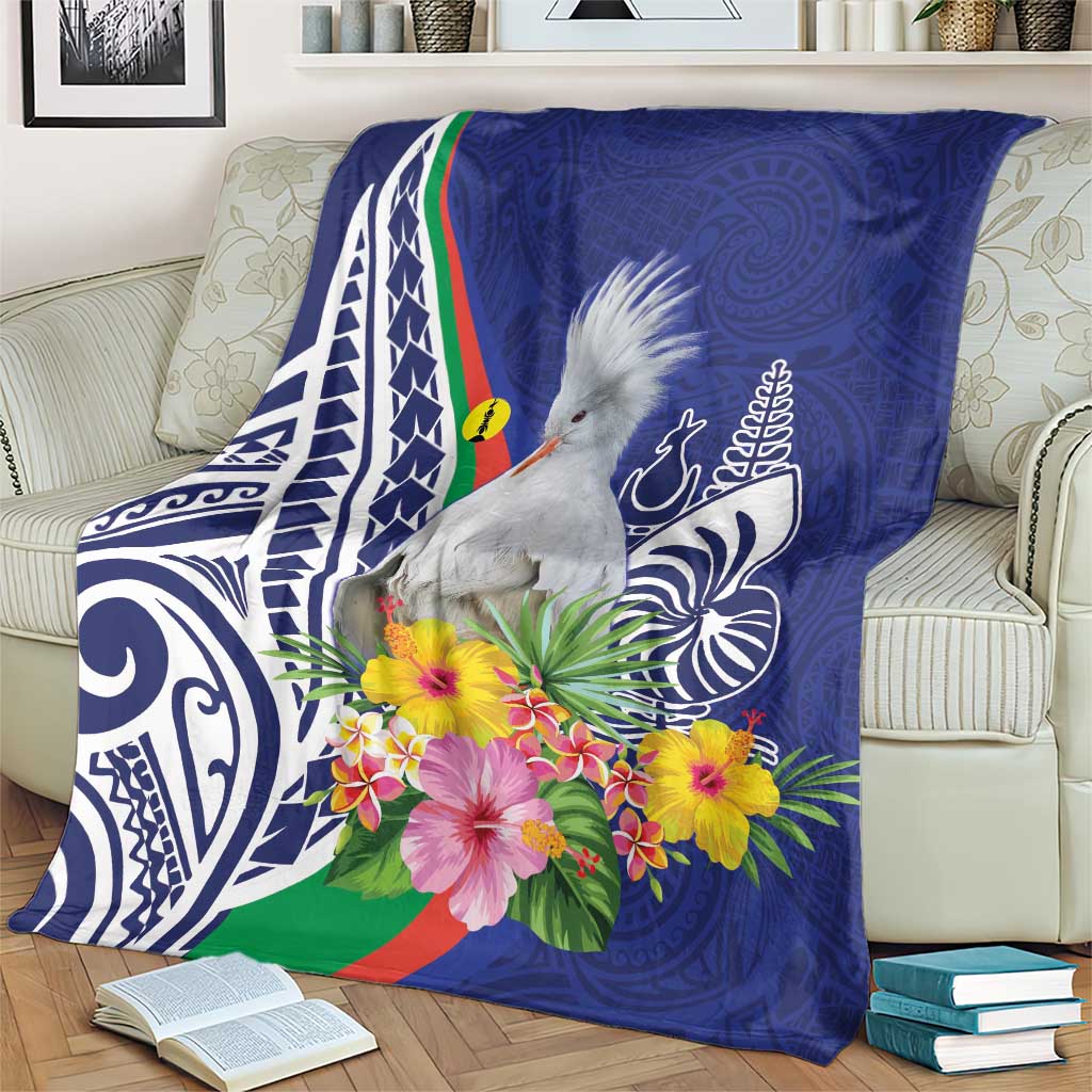 New Caledonia Kagu Bird Blanket Polynesian Tropical Flowers LT9 - Polynesian Pride