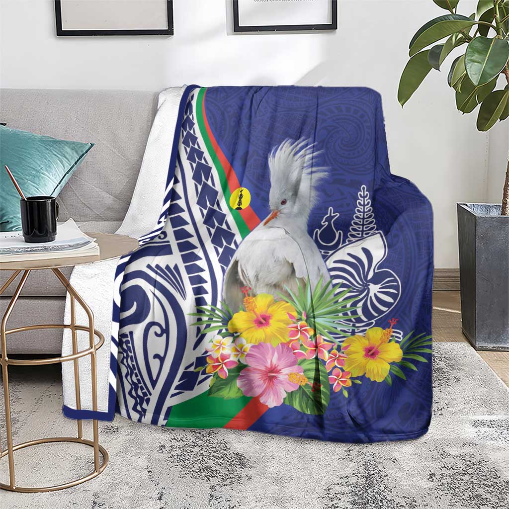New Caledonia Kagu Bird Blanket Polynesian Tropical Flowers LT9 - Polynesian Pride