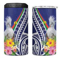 New Caledonia Kagu Bird 4 in 1 Can Cooler Tumbler Polynesian Tropical Flowers LT9 One Size: 16 oz Blue - Polynesian Pride