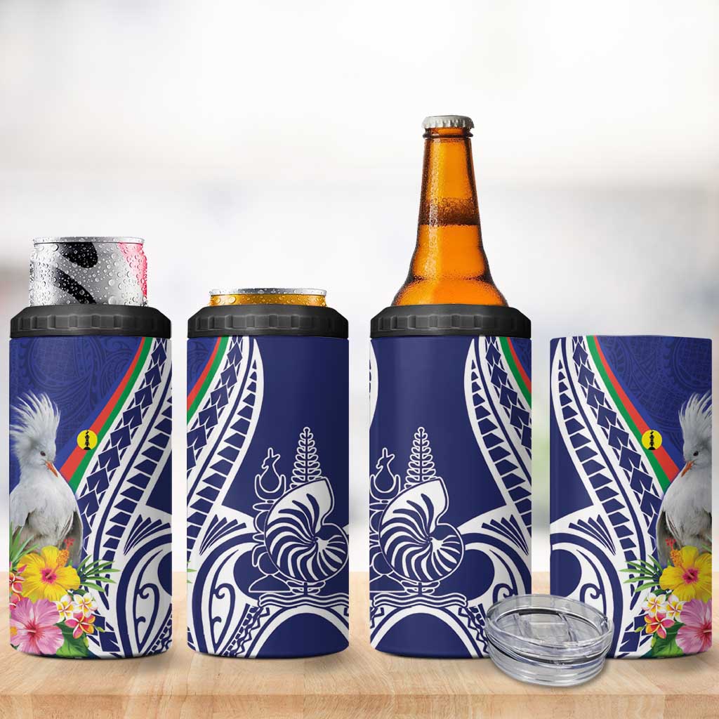New Caledonia Kagu Bird 4 in 1 Can Cooler Tumbler Polynesian Tropical Flowers LT9 - Polynesian Pride