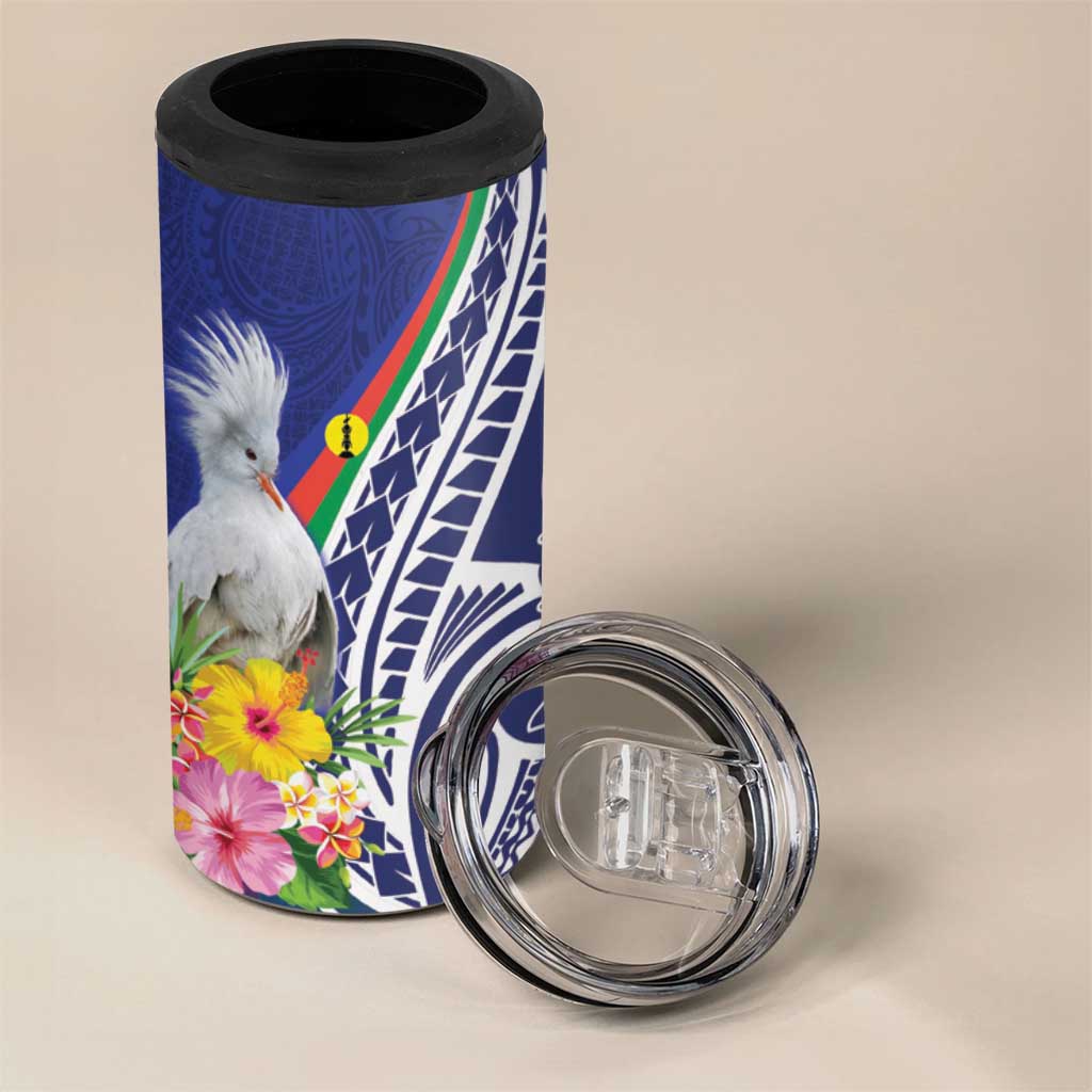 New Caledonia Kagu Bird 4 in 1 Can Cooler Tumbler Polynesian Tropical Flowers LT9 - Polynesian Pride