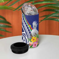 New Caledonia Kagu Bird 4 in 1 Can Cooler Tumbler Polynesian Tropical Flowers LT9 - Polynesian Pride