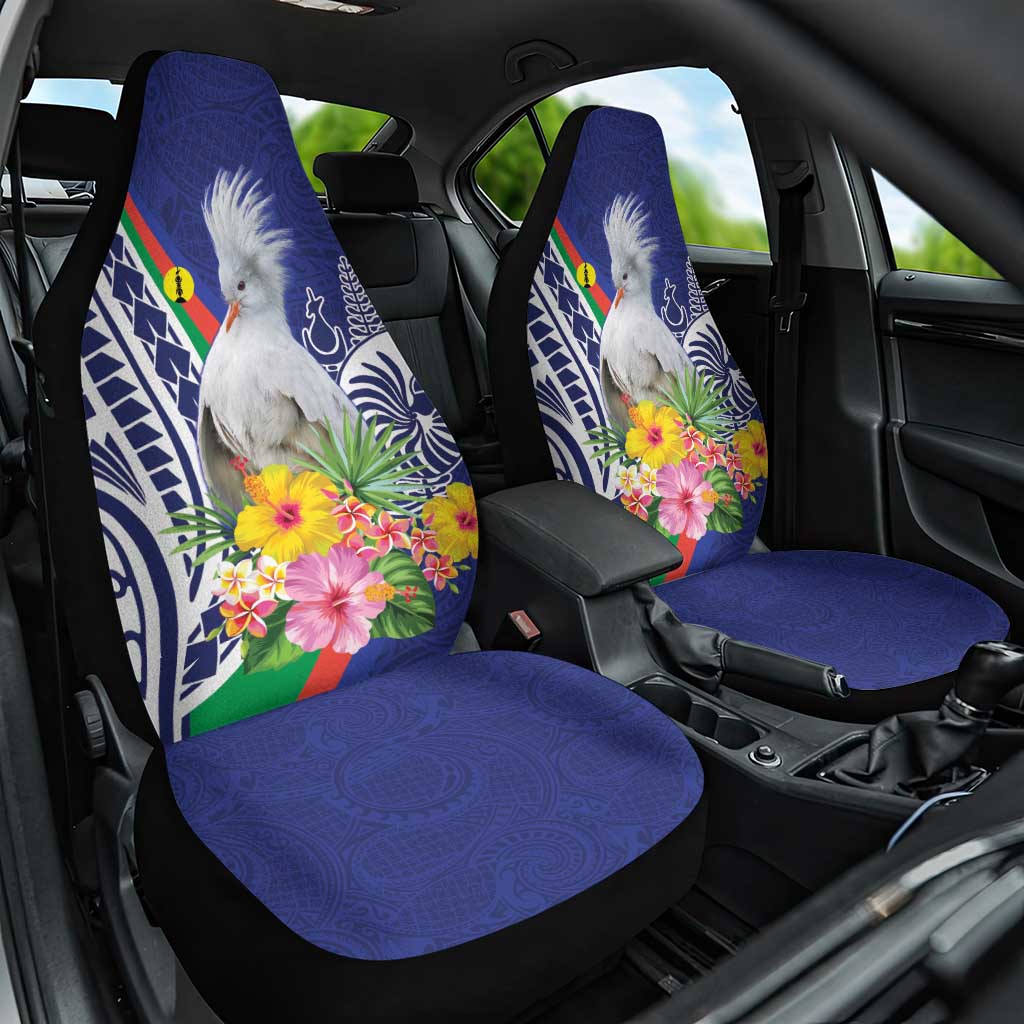 New Caledonia Kagu Bird Car Seat Cover Polynesian Tropical Flowers