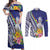 New Caledonia Kagu Bird Couples Matching Off Shoulder Maxi Dress and Long Sleeve Button Shirt Polynesian Tropical Flowers