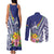 New Caledonia Kagu Bird Couples Matching Tank Maxi Dress and Long Sleeve Button Shirt Polynesian Tropical Flowers