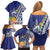 New Caledonia Kagu Bird Family Matching Off Shoulder Short Dress and Hawaiian Shirt Polynesian Tropical Flowers