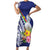 New Caledonia Kagu Bird Family Matching Short Sleeve Bodycon Dress and Hawaiian Shirt Polynesian Tropical Flowers