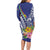 New Caledonia Kagu Bird Long Sleeve Bodycon Dress Polynesian Tropical Flowers