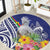 New Caledonia Kagu Bird Round Carpet Polynesian Tropical Flowers