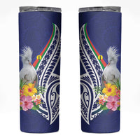 New Caledonia Kagu Bird Skinny Tumbler Polynesian Tropical Flowers LT9 Blue - Polynesian Pride