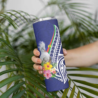 New Caledonia Kagu Bird Skinny Tumbler Polynesian Tropical Flowers LT9 - Polynesian Pride
