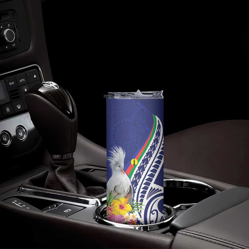 New Caledonia Kagu Bird Skinny Tumbler Polynesian Tropical Flowers LT9 - Polynesian Pride