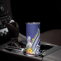 New Caledonia Kagu Bird Skinny Tumbler Polynesian Tropical Flowers LT9 - Polynesian Pride