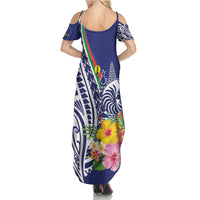 New Caledonia Kagu Bird Summer Maxi Dress Polynesian Tropical Flowers