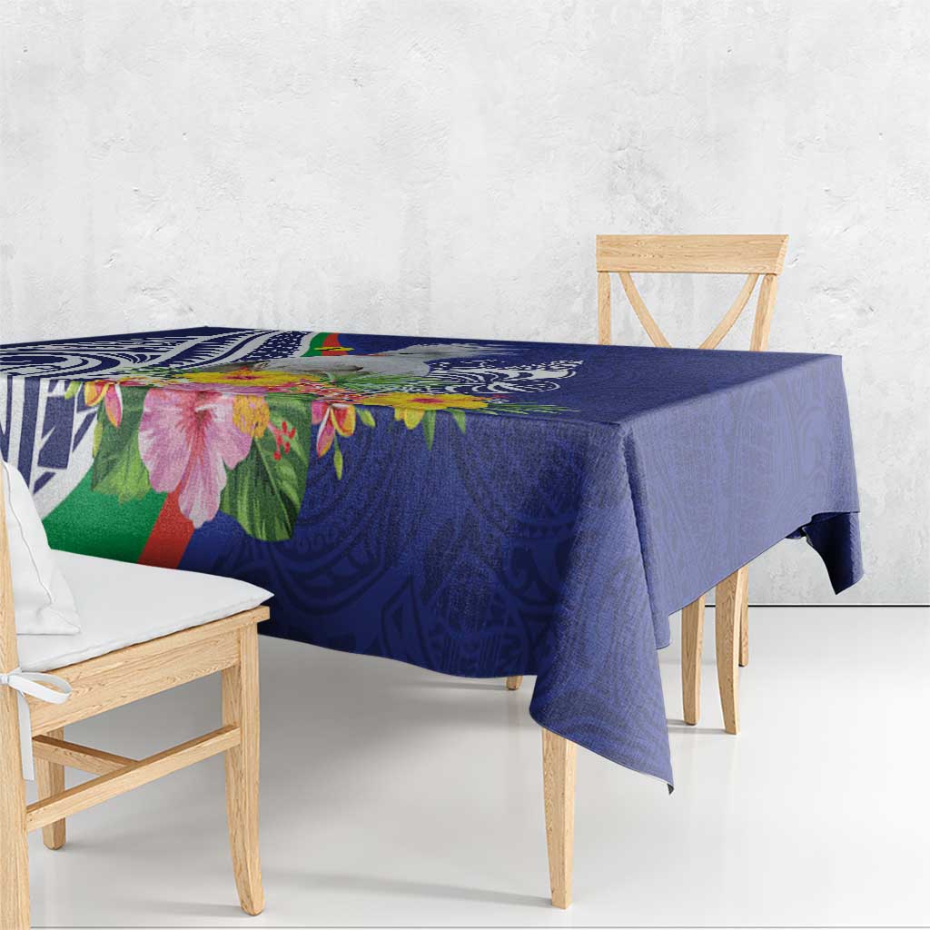 New Caledonia Kagu Bird Tablecloth Polynesian Tropical Flowers LT9 - Polynesian Pride