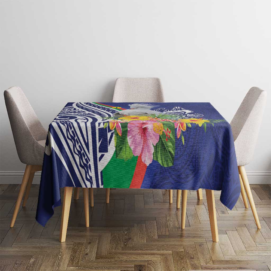 New Caledonia Kagu Bird Tablecloth Polynesian Tropical Flowers LT9 - Polynesian Pride