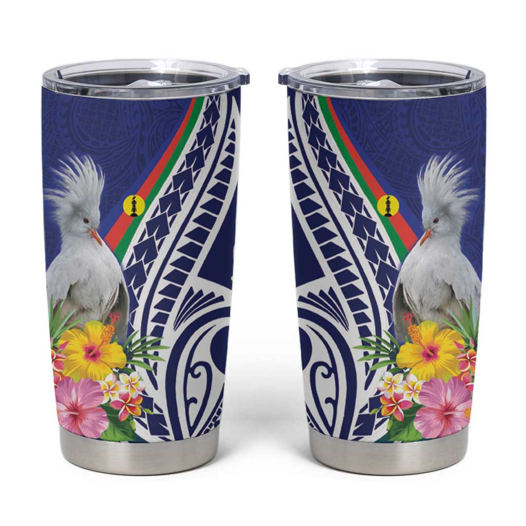 New Caledonia Kagu Bird Tumbler Cup Polynesian Tropical Flowers