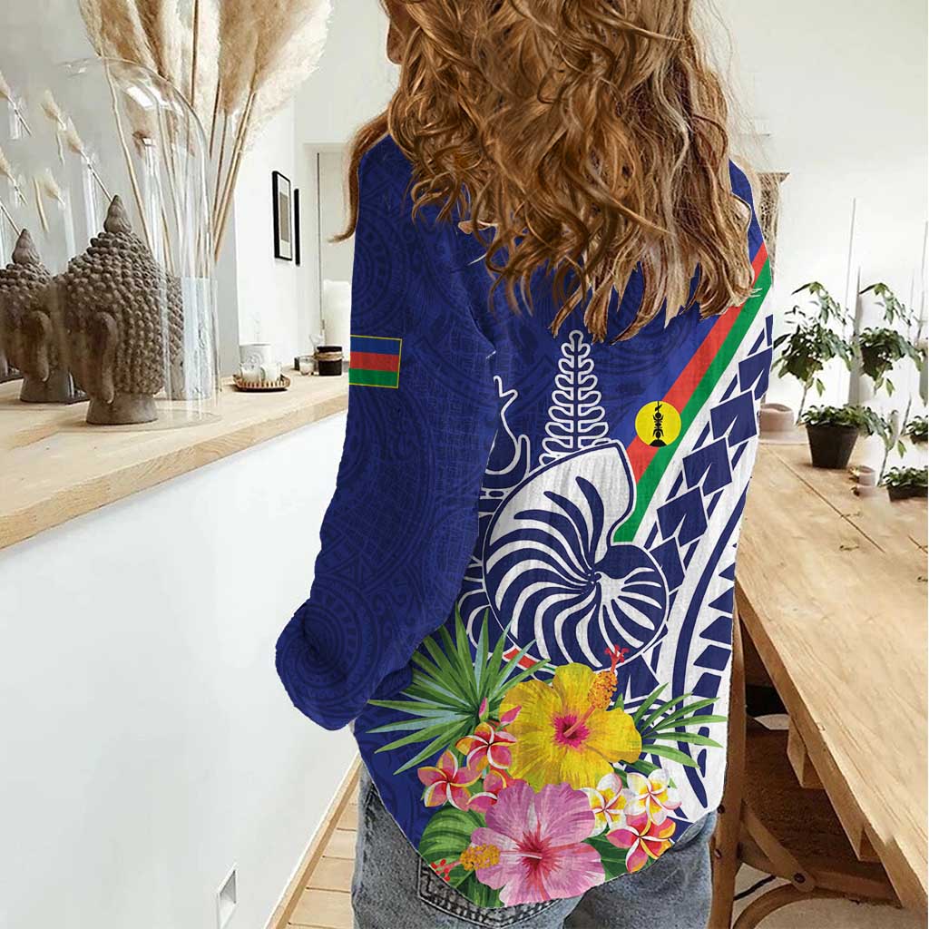 New Caledonia Kagu Bird Women Casual Shirt Polynesian Tropical Flowers LT9 - Polynesian Pride