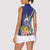 New Caledonia Kagu Bird Women Sleeveless Polo Shirt Polynesian Tropical Flowers