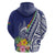 New Caledonia Kagu Bird Zip Hoodie Polynesian Tropical Flowers