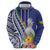 New Caledonia Kagu Bird Zip Hoodie Polynesian Tropical Flowers