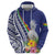 New Caledonia Kagu Bird Zip Hoodie Polynesian Tropical Flowers