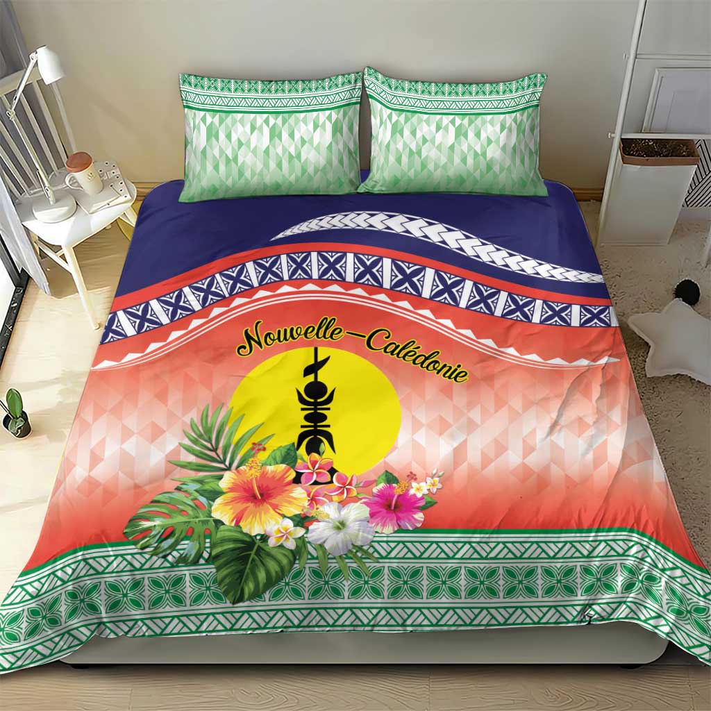 New Caledonia Nautilus Shell Bedding Set Polynesian Tropical Flowers