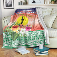 New Caledonia Nautilus Shell Blanket Polynesian Tropical Flowers LT9 Red - Polynesian Pride