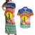 New Caledonia Nautilus Shell Couples Matching Off Shoulder Maxi Dress and Hawaiian Shirt Polynesian Tropical Flowers