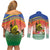 New Caledonia Nautilus Shell Couples Matching Off Shoulder Short Dress and Long Sleeve Button Shirt Polynesian Tropical Flowers