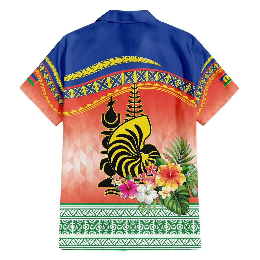 New Caledonia Nautilus Shell Family Matching Tank Maxi Dress and Hawaiian Shirt Polynesian Tropical Flowers