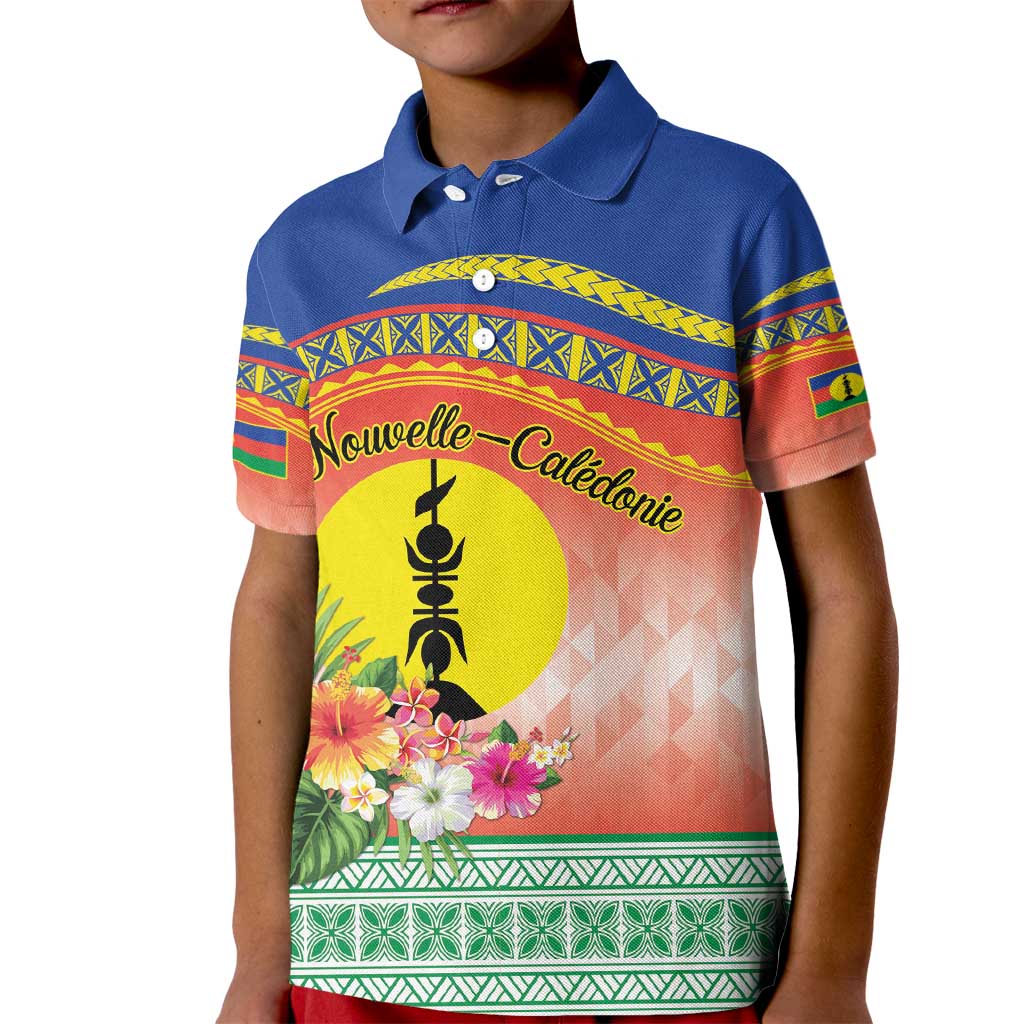 New Caledonia Nautilus Shell Kid Polo Shirt Polynesian Tropical Flowers LT9 Kid Red - Polynesian Pride