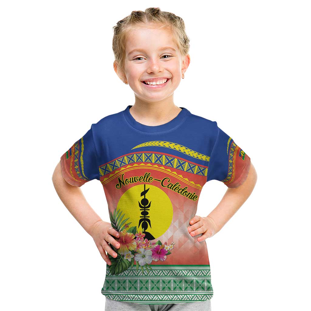 New Caledonia Nautilus Shell Kid T Shirt Polynesian Tropical Flowers LT9 Red - Polynesian Pride