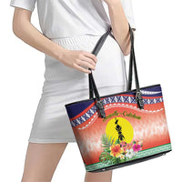 New Caledonia Nautilus Shell Leather Tote Bag Polynesian Tropical Flowers LT9 - Polynesian Pride