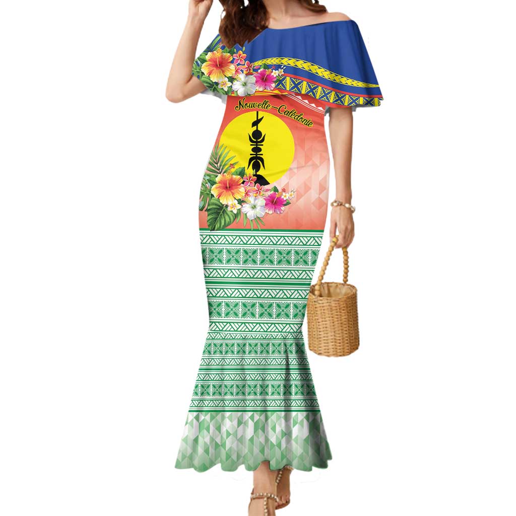 New Caledonia Nautilus Shell Mermaid Dress Polynesian Tropical Flowers LT9 Women Red - Polynesian Pride