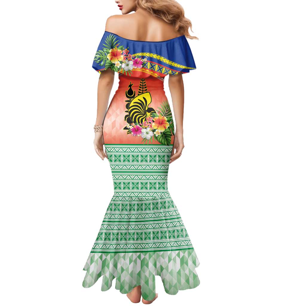 New Caledonia Nautilus Shell Mermaid Dress Polynesian Tropical Flowers LT9 - Polynesian Pride